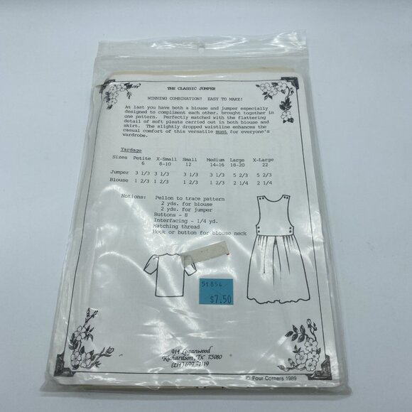 Vintage Four Corners 5280 Sewing Pattern Blouse Jumper Dress Women’s P–XL 1989 - Picture 4 of 6